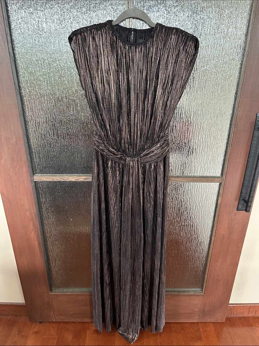 Sabina Musayev Sivian Dress
Metallic Brown Pleated Evening Gown size Large. - Picture 6 of 12